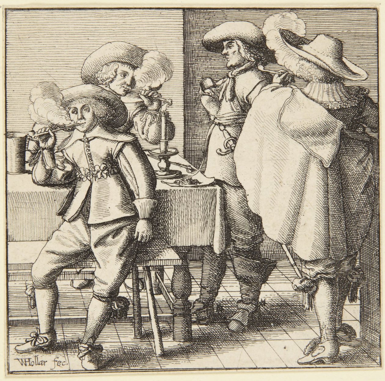 Fire rygende mænd af Wenceslaus Hollar