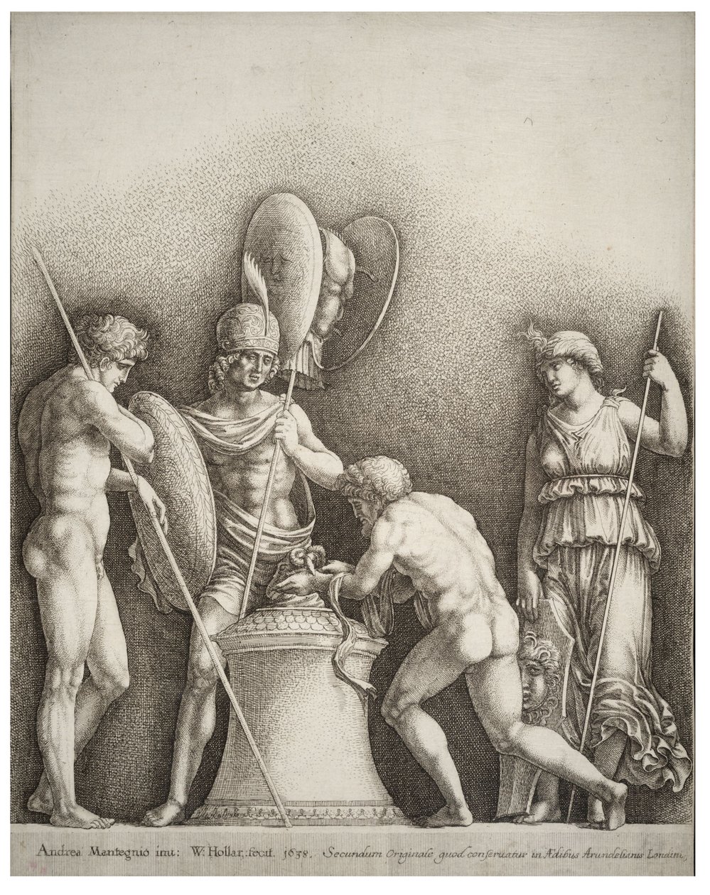 Fire klassiske figurer efter Mantegna af Wenceslaus Hollar