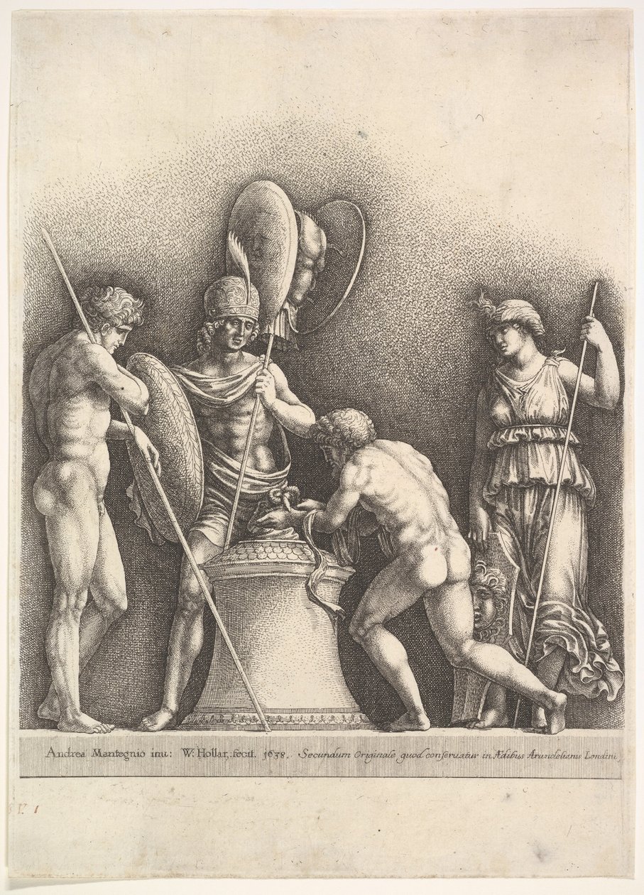 Fire klassiske skikkelser hedensk offer, 1638. af Wenceslaus Hollar