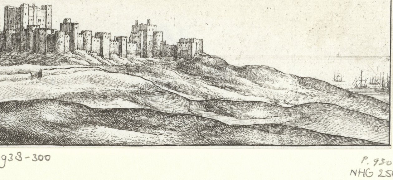 Udsigt over Dover Castle Dover Castle y West Side (titel på objekt) Seværdigheder omkring den engelske kyst (serietitel) af Wenceslaus Hollar