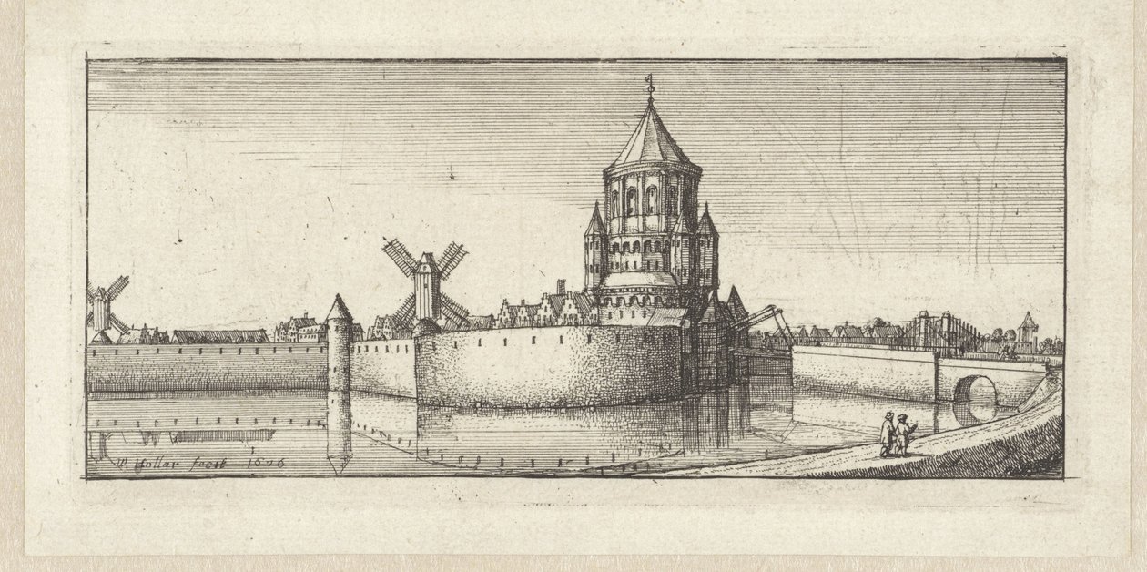 Udsigt over Kleine Houtpoort i Haarlem af Wenceslaus Hollar