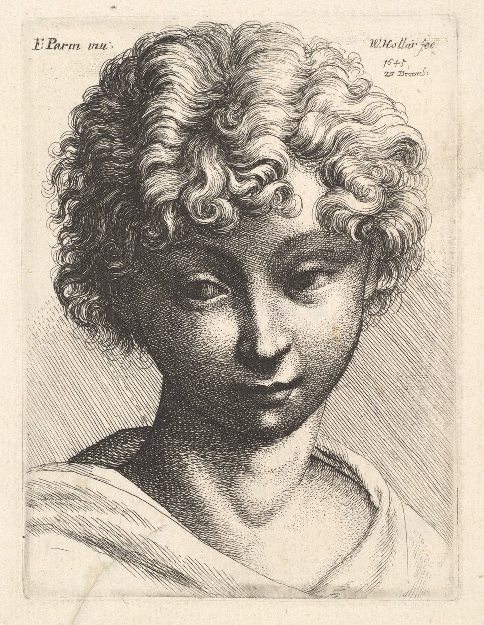 Hoved af en ung pige, 1645. af Wenceslaus Hollar