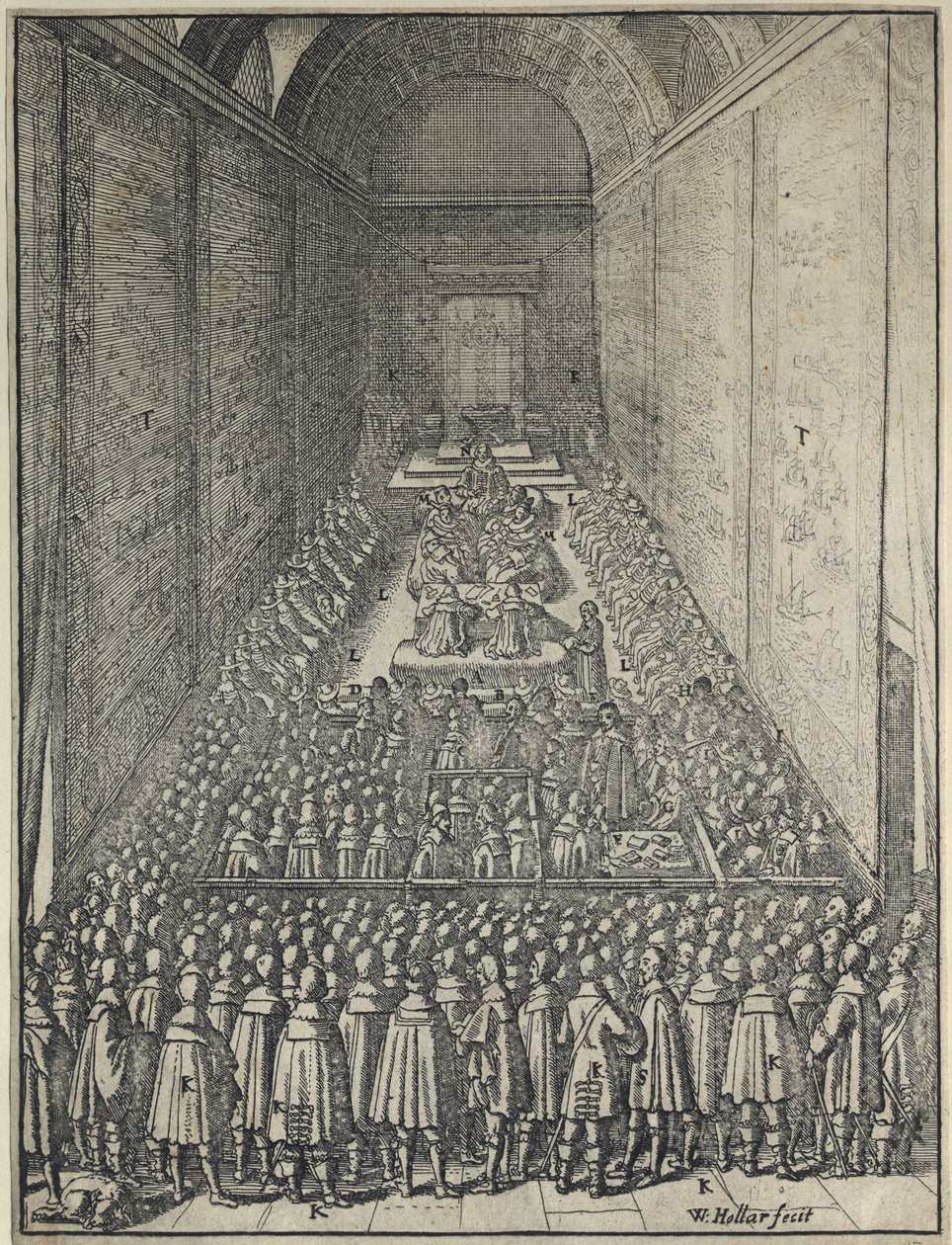 House of Lords, Palace of Westminster i London, ca. 1650 (radering) af Wenceslaus Hollar