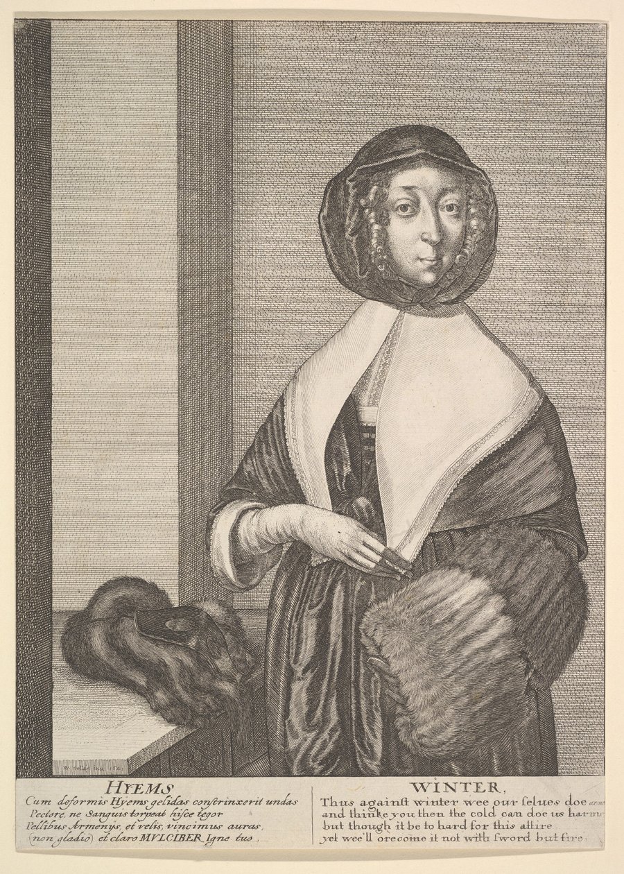 Hyems - Winter Tre-kvart-længde sæsoner, 1641. af Wenceslaus Hollar