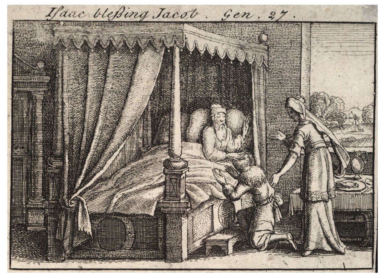 Isak velsigner Jakob. Tilstand 2 af Wenceslaus Hollar