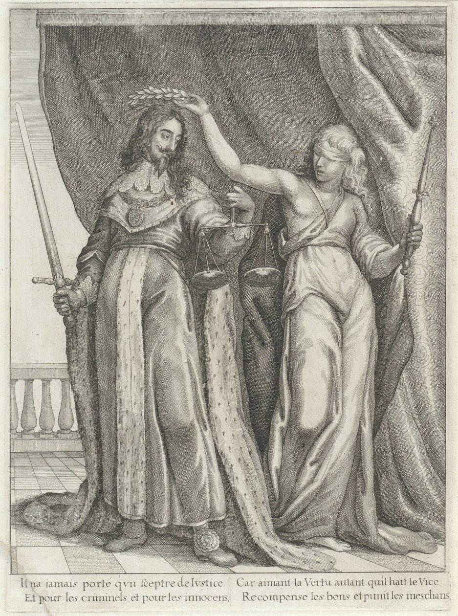 Kong Charles I af England hyldet af Justitia af Wenceslaus Hollar
