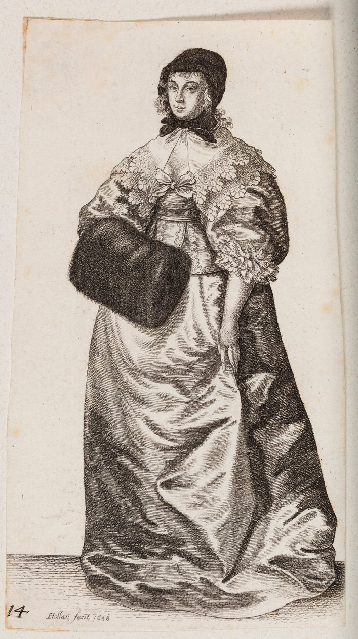 Kvinde med kyse og muffe af Wenceslaus Hollar
