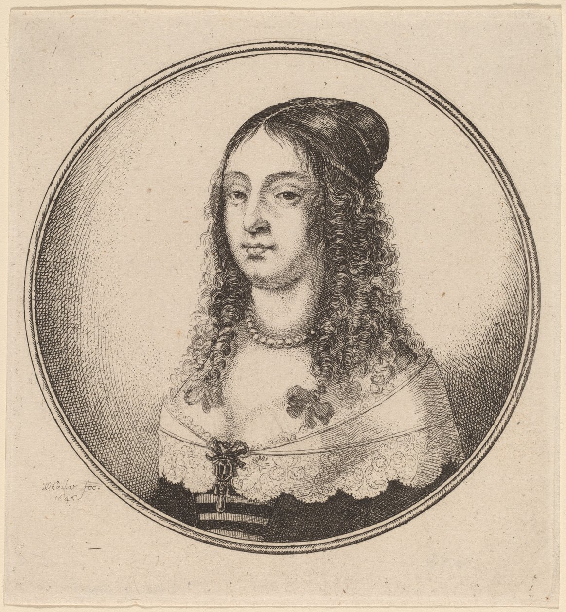 Dame med bånd på krøller af Wenceslaus Hollar