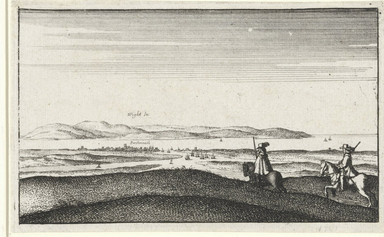 Landskab med udsigt over Isle of Wight af Wenceslaus Hollar