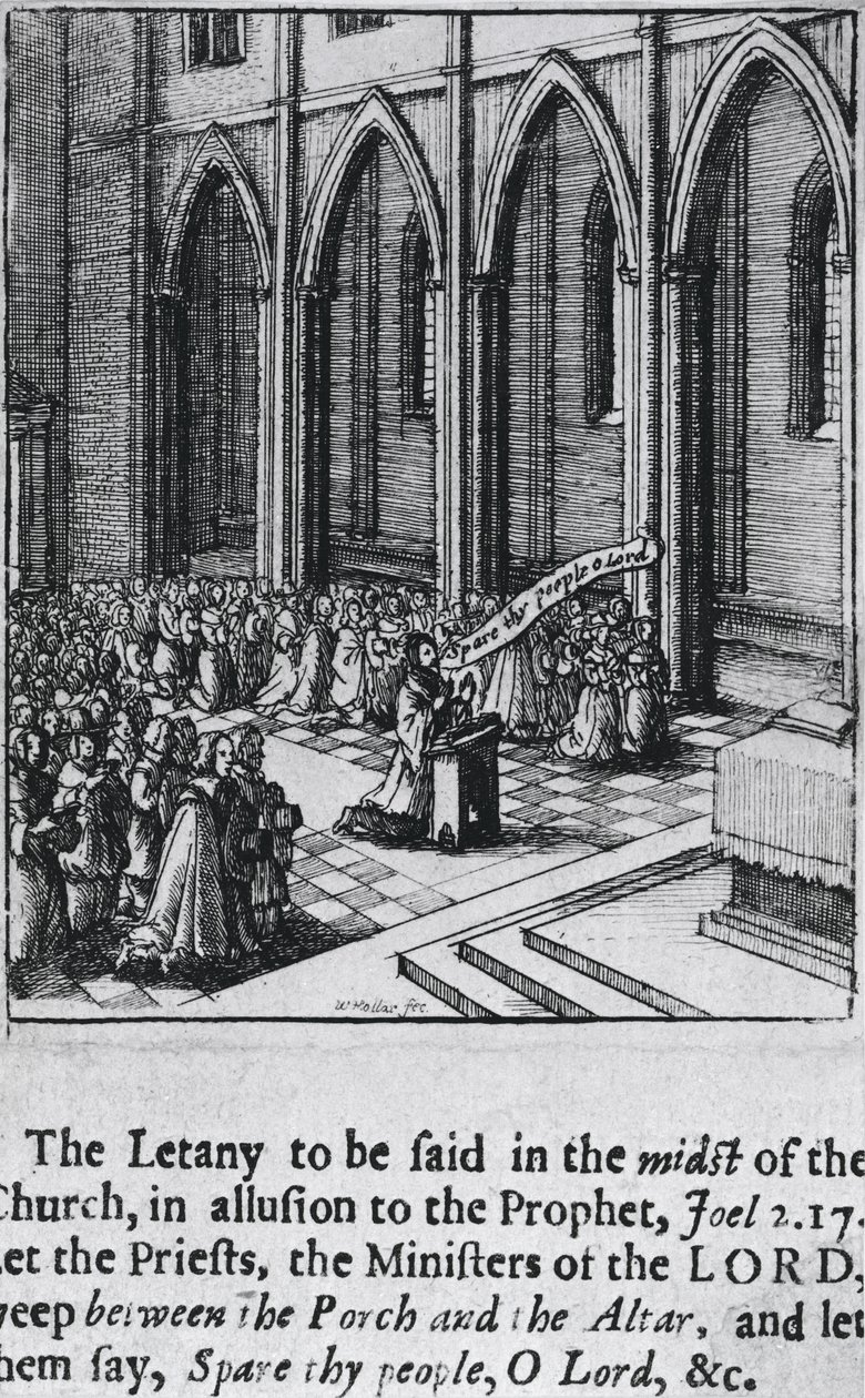 Litaniet i en kirke, ca. 1655 (radering) af Wenceslaus Hollar