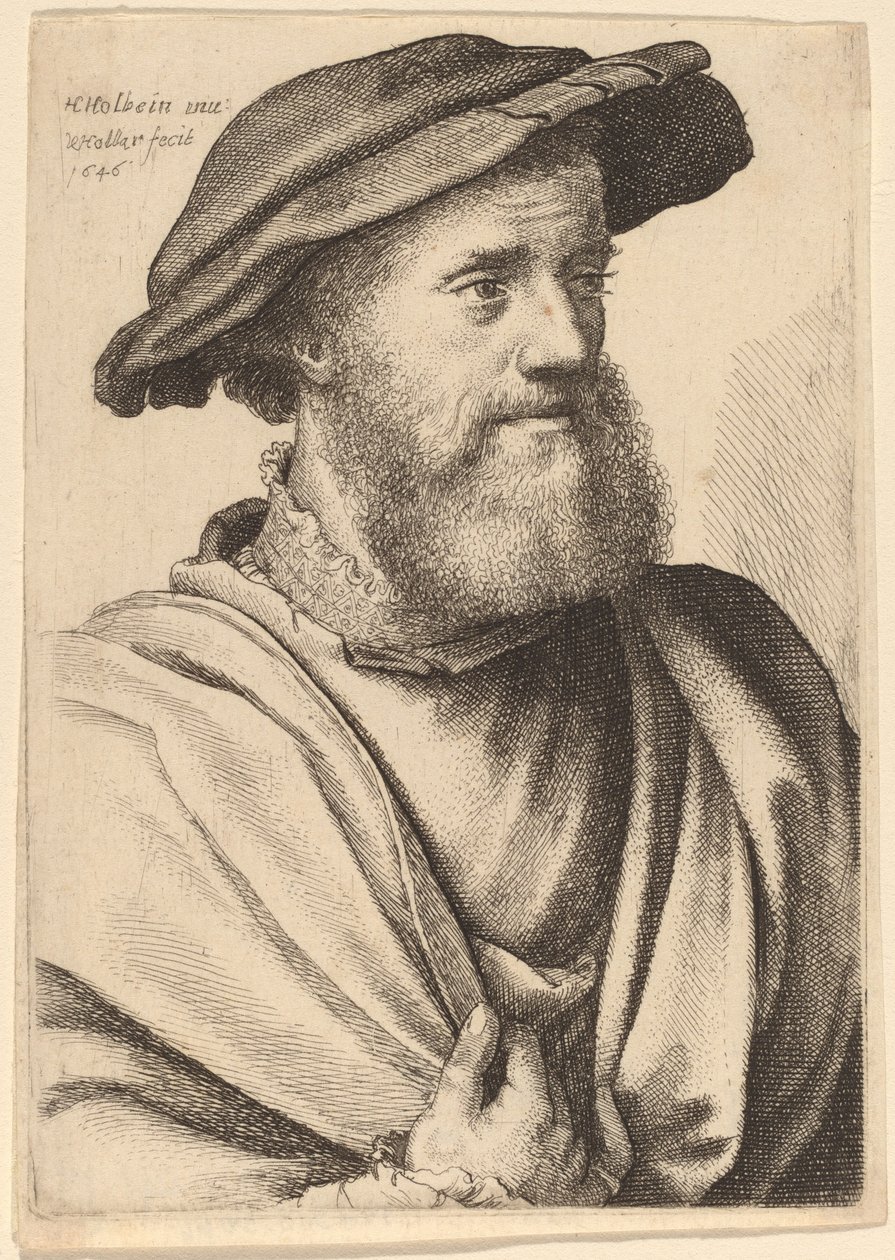 Mand med skæg ser rigtigt ud Hans Holbein, 1646. af Wenceslaus Hollar