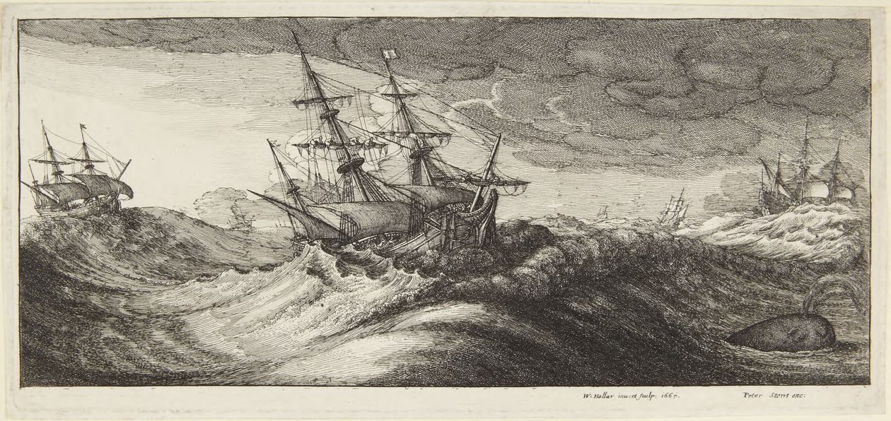 Marinesoldat i storm af Wenceslaus Hollar