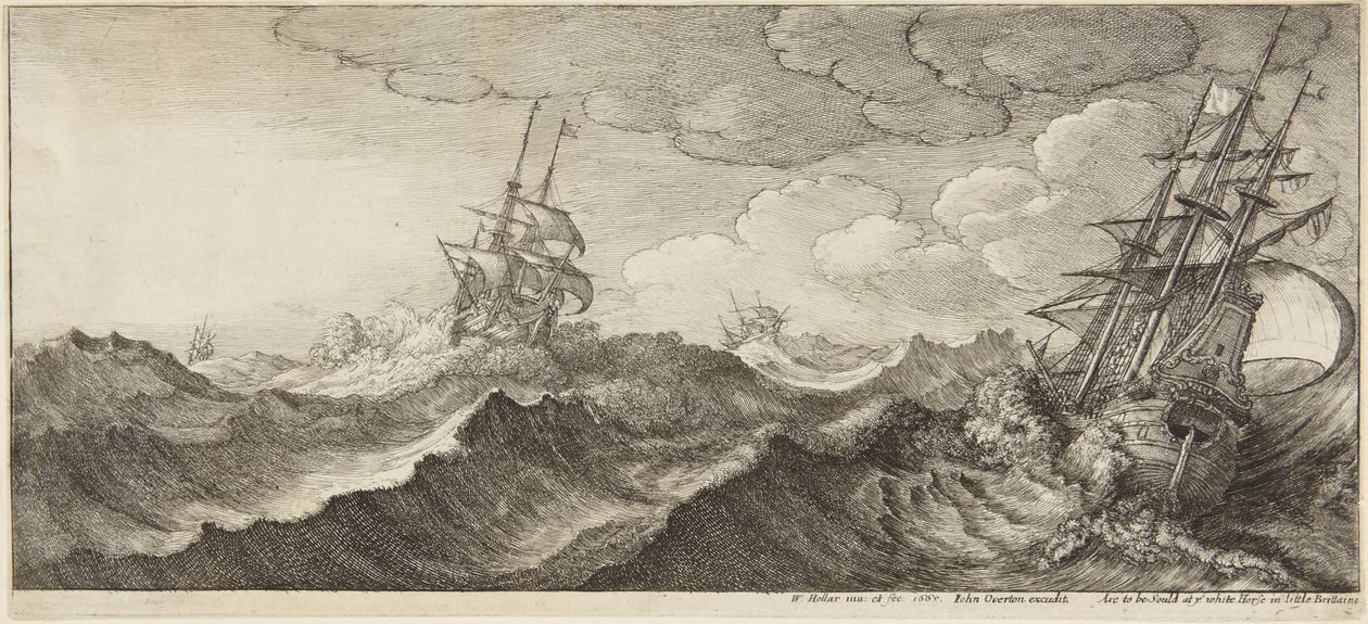 Marine i storm af Wenceslaus Hollar