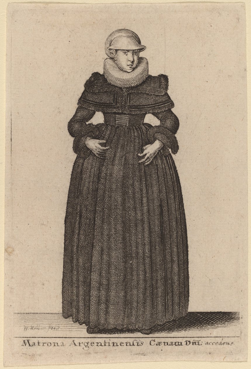 Matrona argentinsk nadver af dagen nærmer sig fra nymferne) af Wenceslaus Hollar