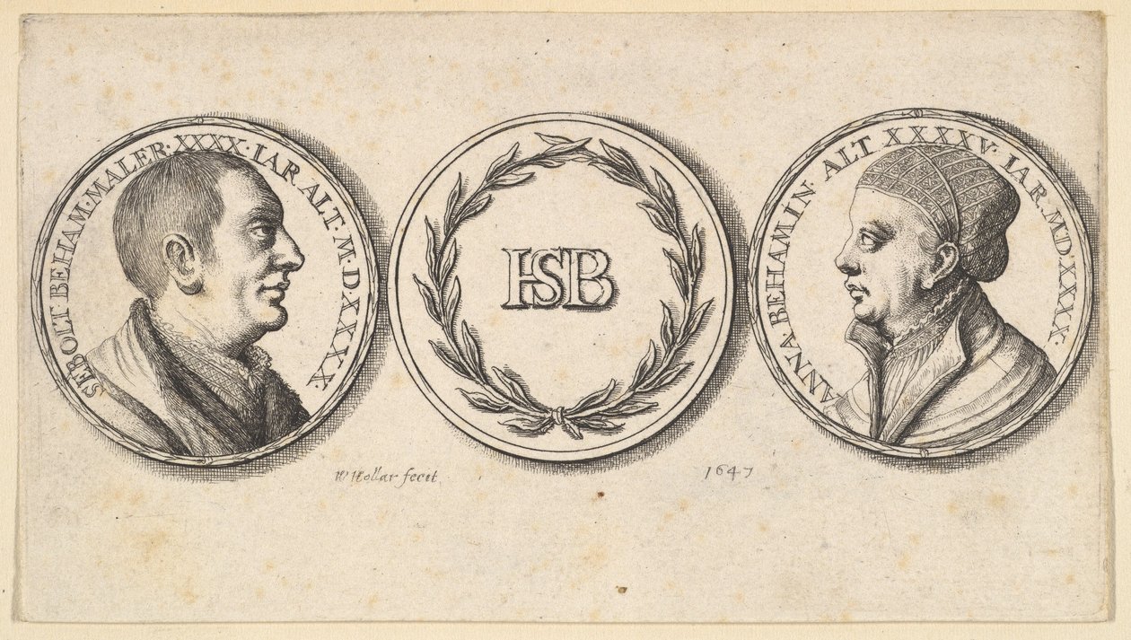 Medaljoner med portrætter af Sebald Beham og Anna Beham, 1647. af Wenceslaus Hollar