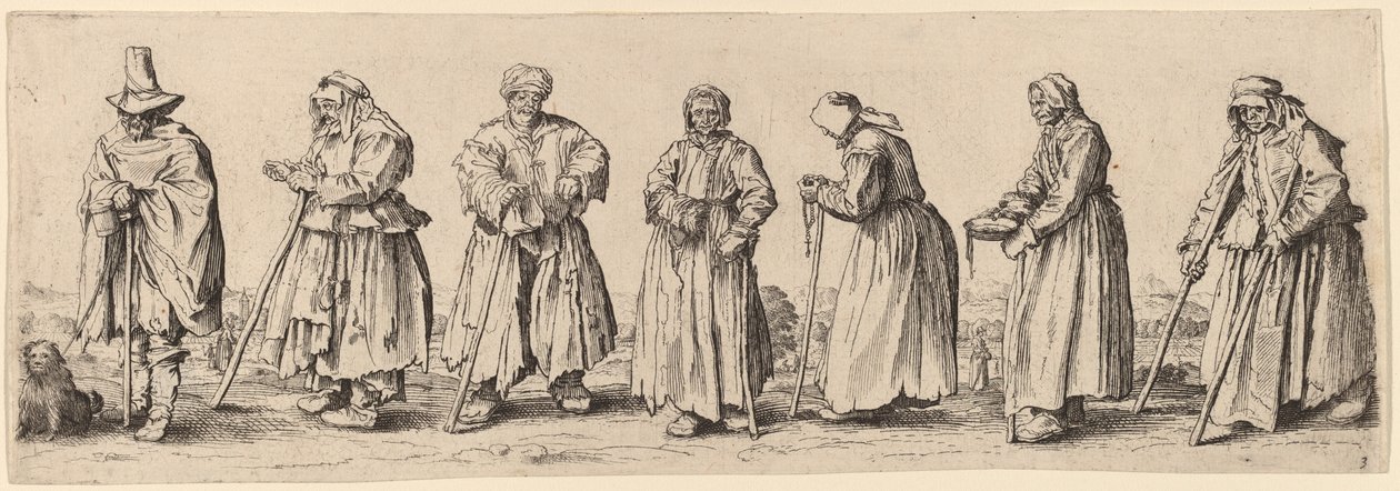 Mænd og kvindelige tiggere. af Wenceslaus Hollar