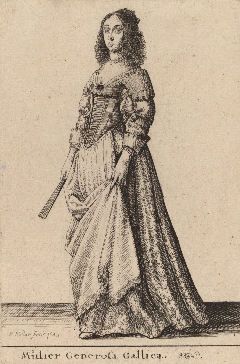 En generøs fransk kvinde, 1643. af Wenceslaus Hollar