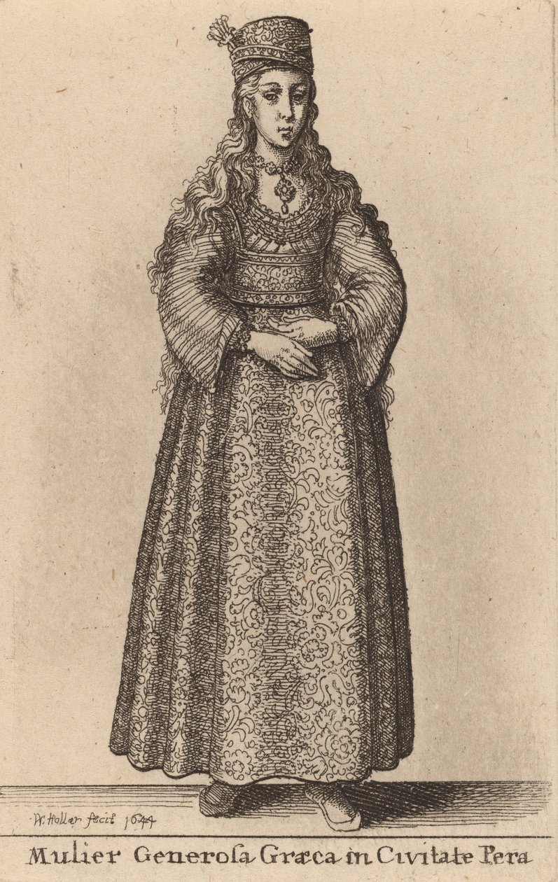 En generøs græsk kvinde i byen Pera, 1644. af Wenceslaus Hollar