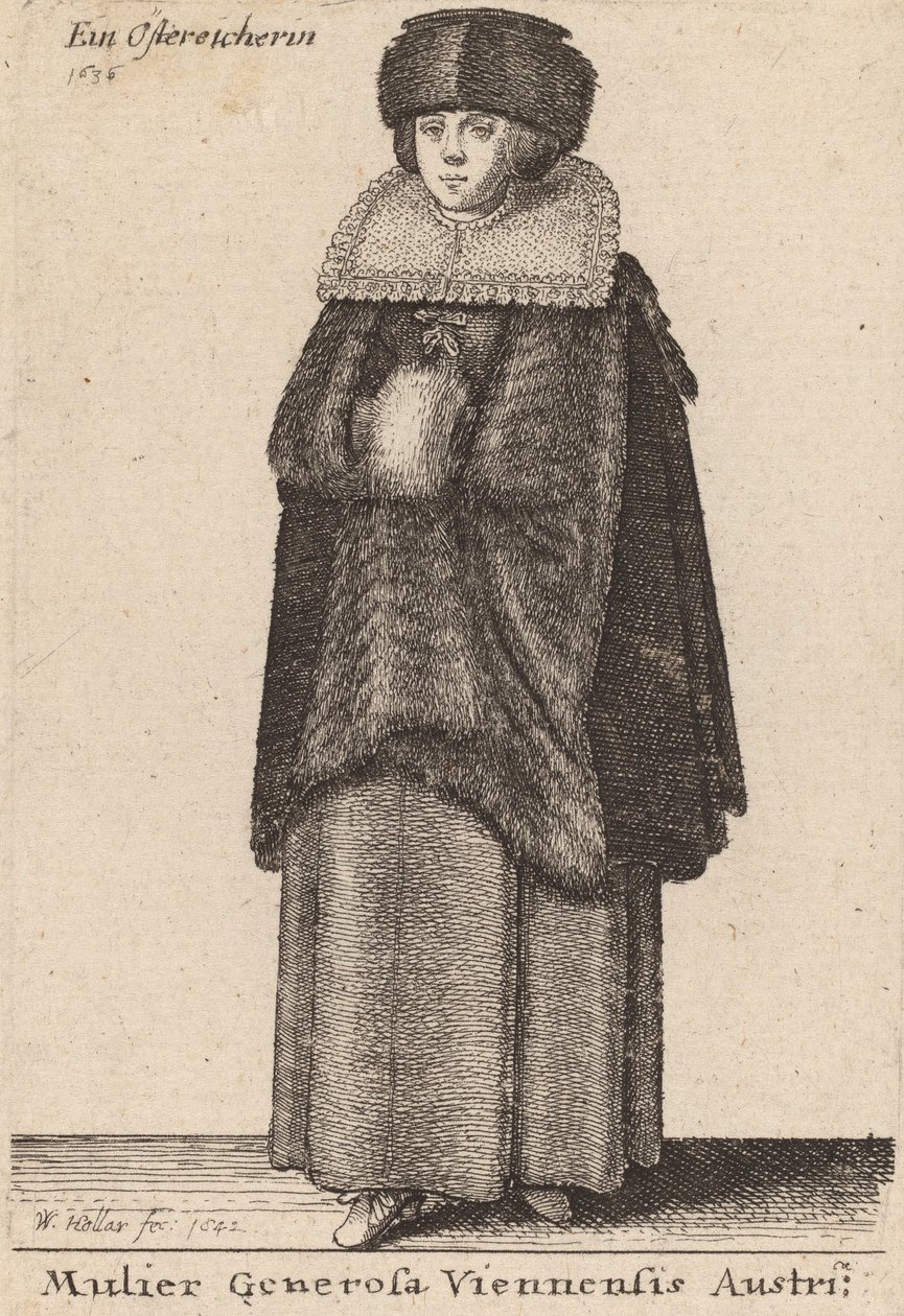 Den generøse kvinde i Sydwien, 1642. af Wenceslaus Hollar