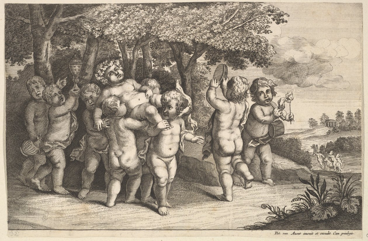 Ni små drenge, 1625-77. af Wenceslaus Hollar
