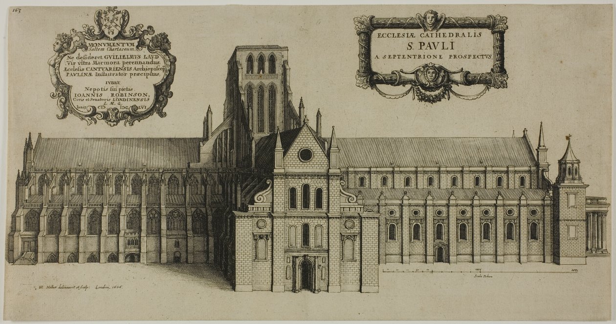 Den gamle Sankt Pauls Katedral set fra nord af Wenceslaus Hollar