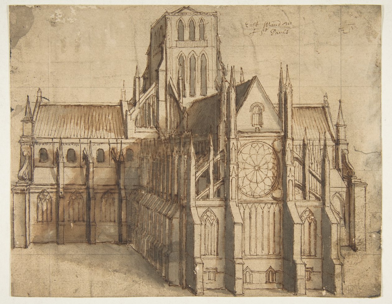 Den gamle St. Paul’s-katedral i London, set fra øst af Wenceslaus Hollar