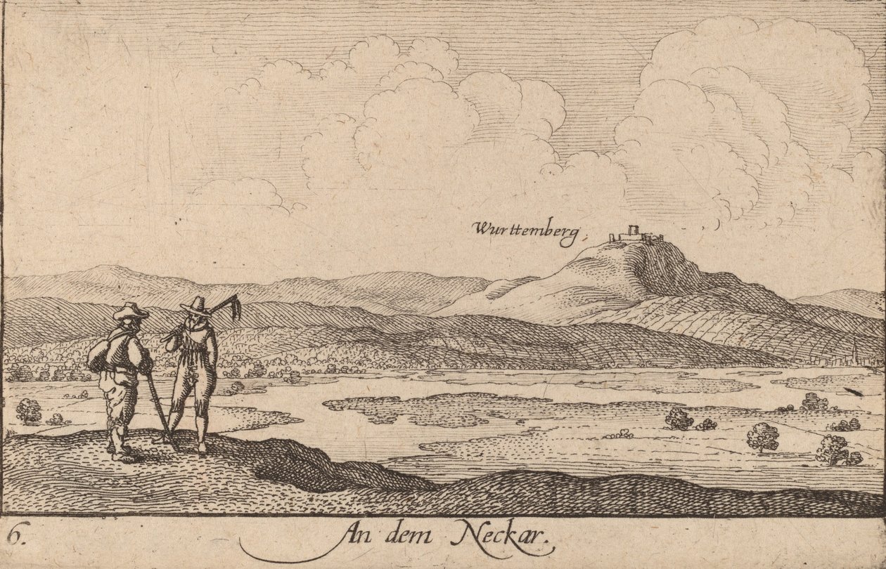 På Neckar, 1635. af Wenceslaus Hollar