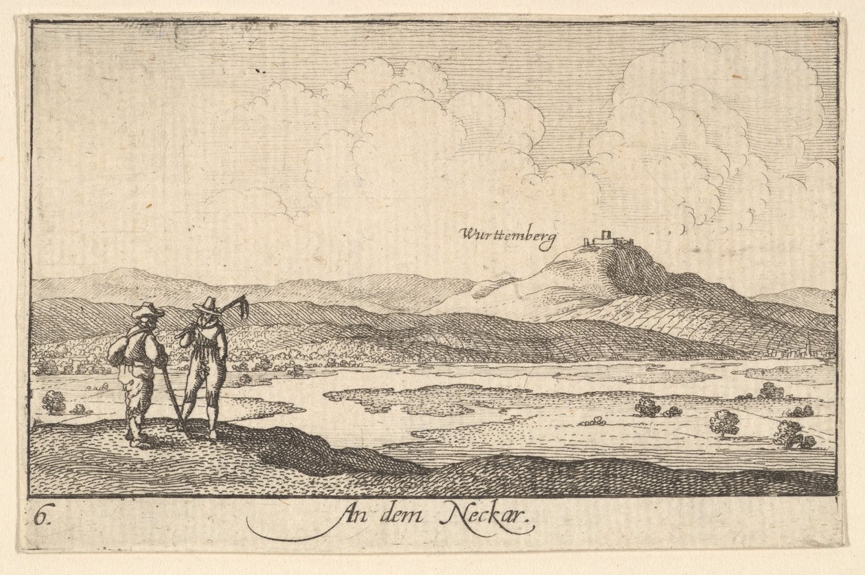 På Neckar, 1635. af Wenceslaus Hollar