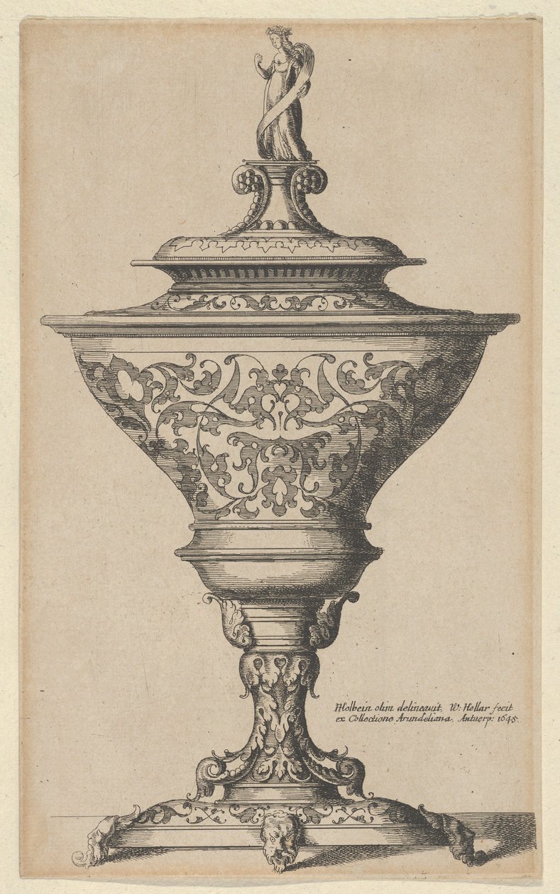 Udsmykket bæger på fødder af masker, 1645., 1645. af Wenceslaus Hollar
