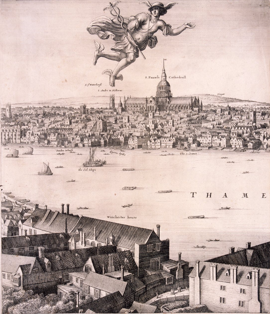 Panoramaudsigt over London, c1670 af Wenceslaus Hollar
