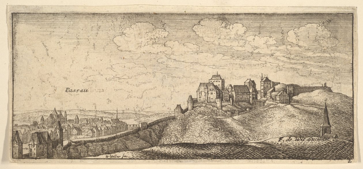 Passau, fra "Tyske udsigter" af Wenceslaus Hollar