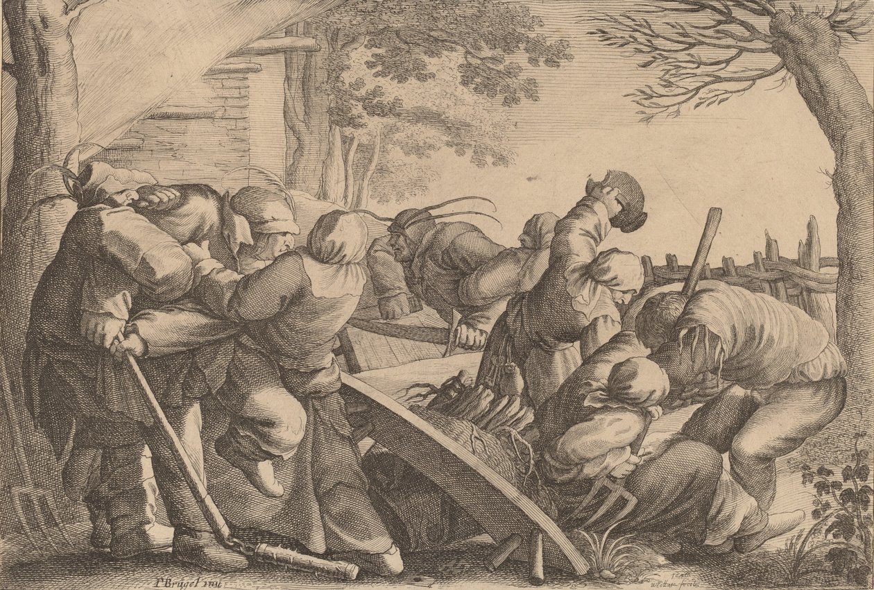 Bondeslagsmål, 1646. af Wenceslaus Hollar