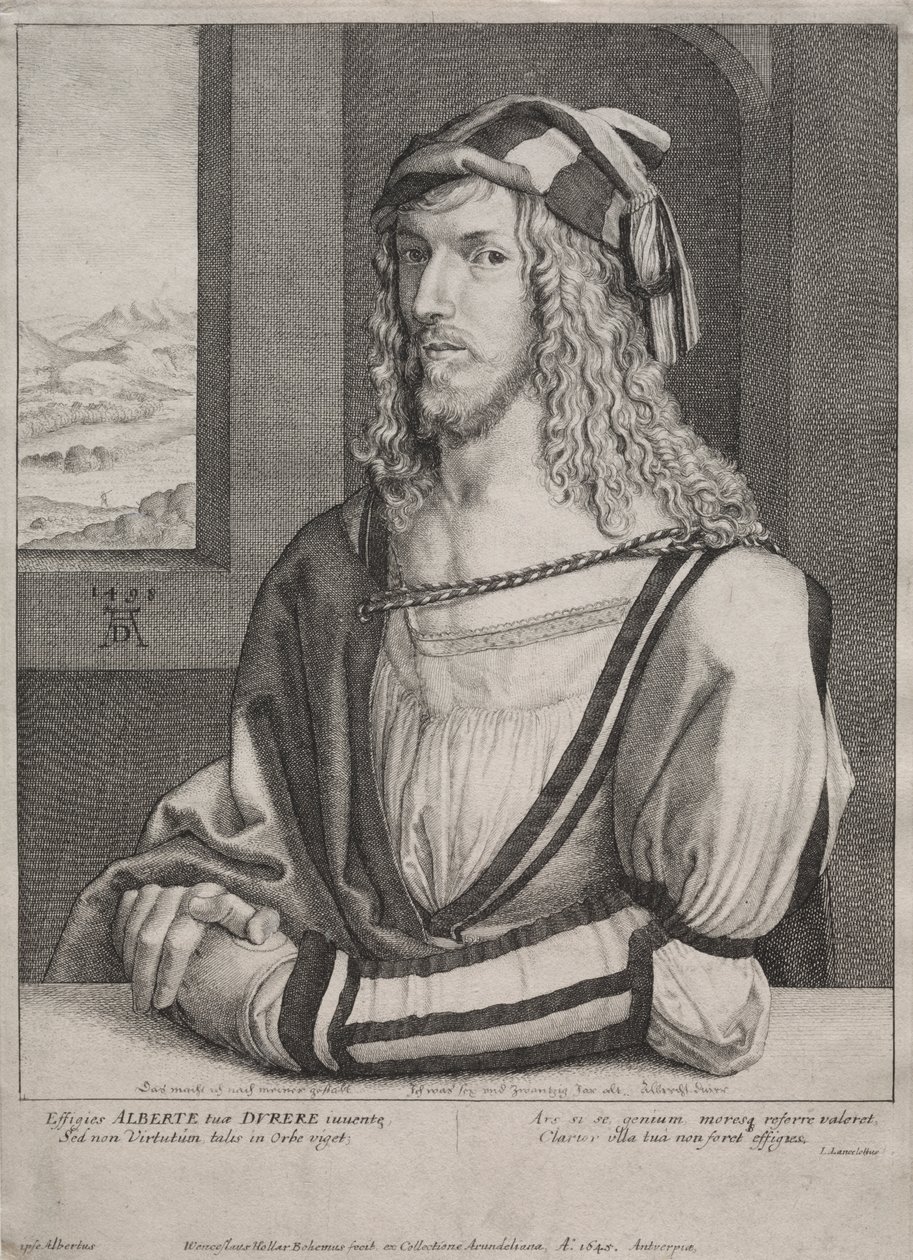 Portræt af Albrecht Dürer, i en alder af 26 af Wenceslaus Hollar