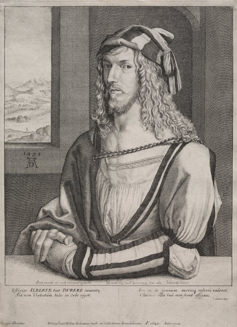 Muotokuva Albrecht Düreristä 26-vuotiaana af Wenceslaus Hollar