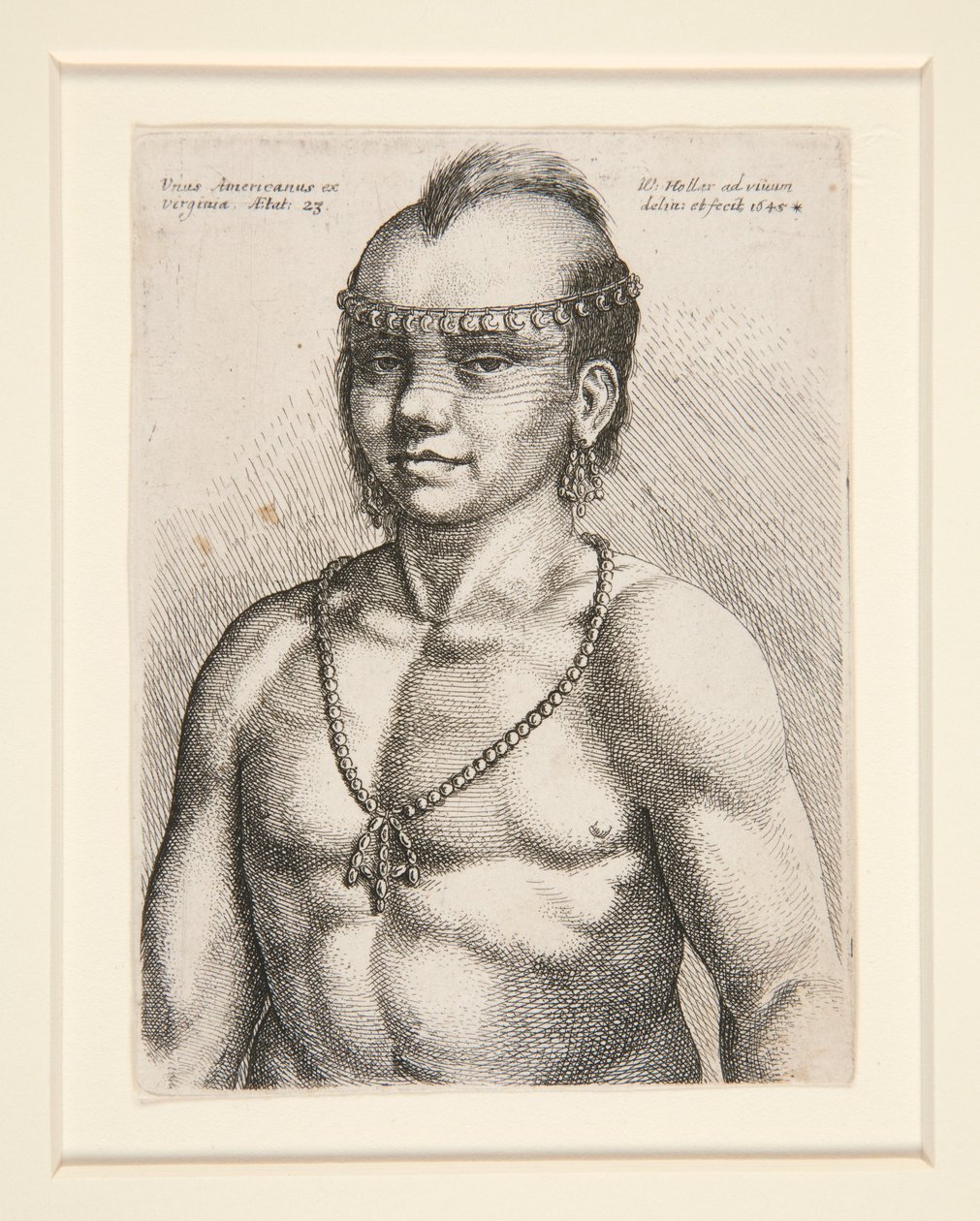 Portræt af en indianer, sandsynligvis krigeren ved navn Jaques fra Musée-Delaware Nation af Wenceslaus Hollar