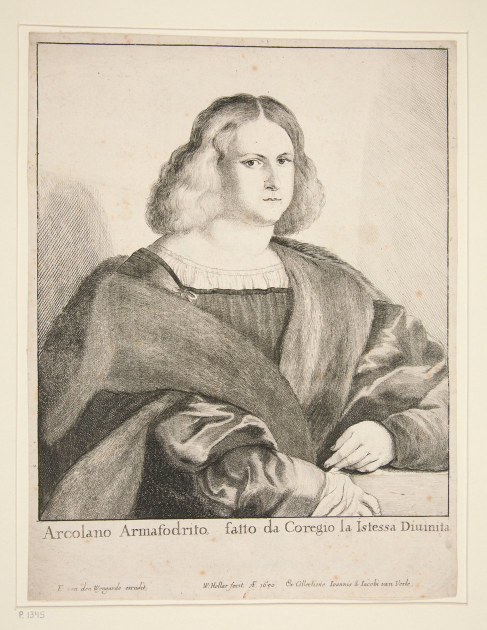 Portræt af en mand (Arcolano Armafodrito) af Wenceslaus Hollar