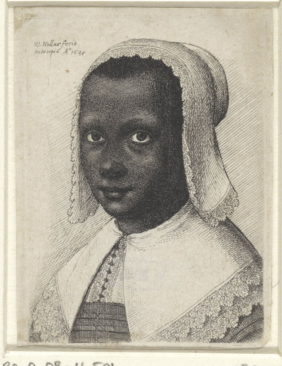 Portræt af en ung sort kvinde, 1645 af Wenceslaus Hollar