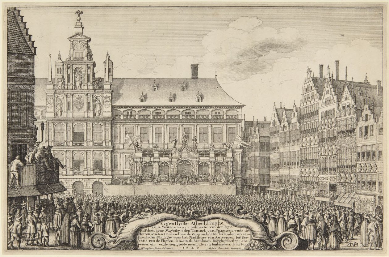 Fredserklæring - Antwerpen af Wenceslaus Hollar