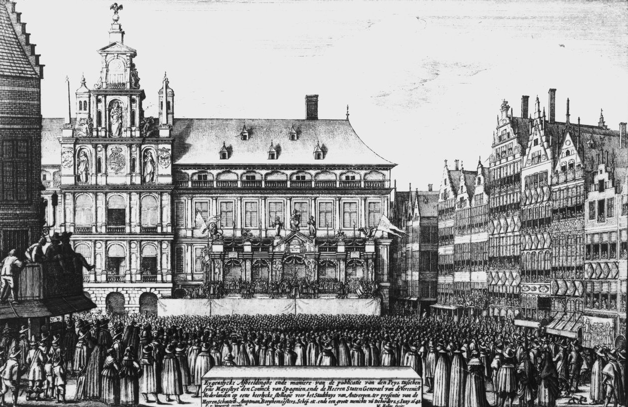Proklamation af freden i Westfalen i 1648, graveret af F. Wyngaerde af Wenceslaus Hollar