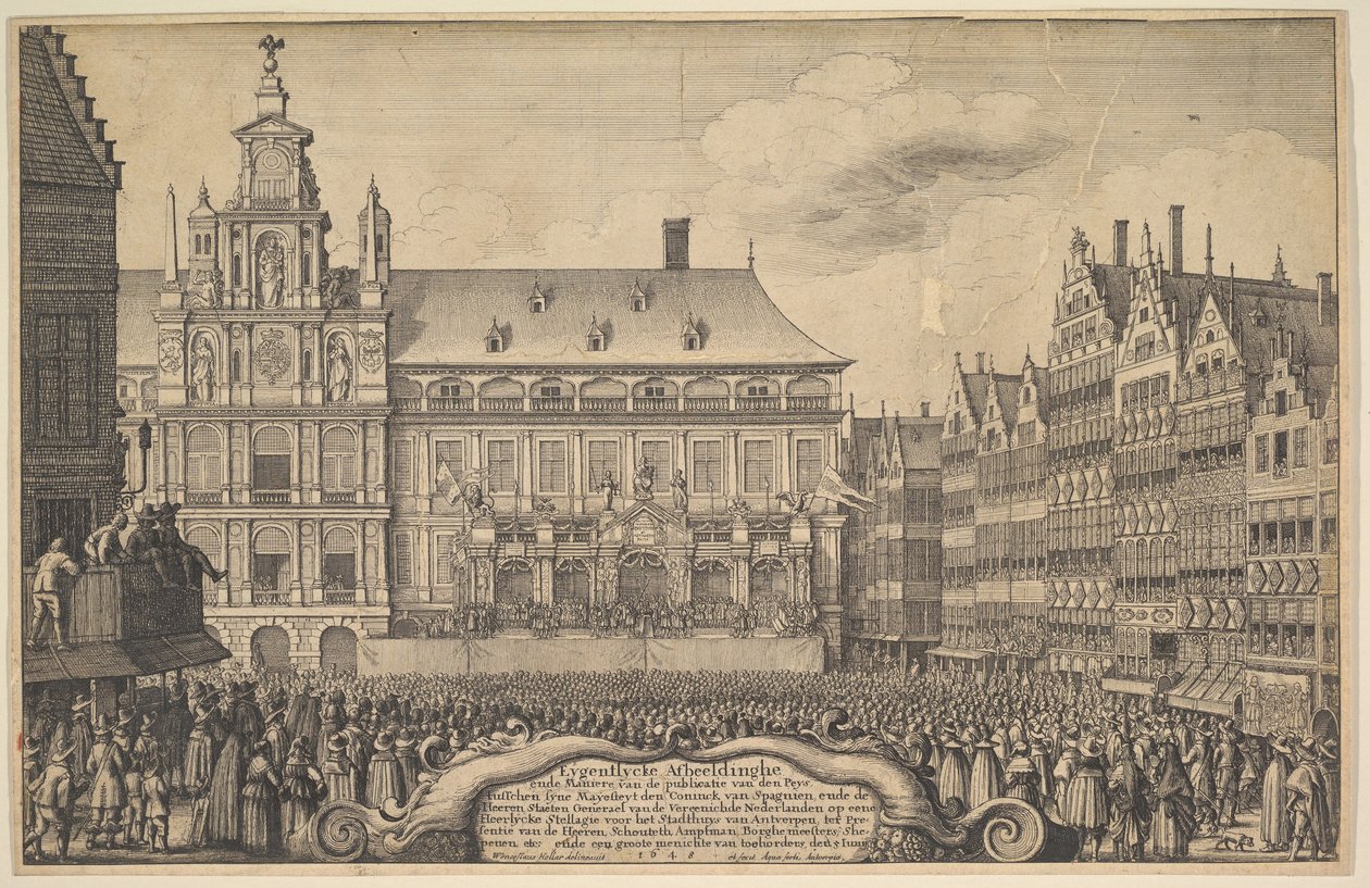 Proklamation af traktaten i Munster, 1648. af Wenceslaus Hollar