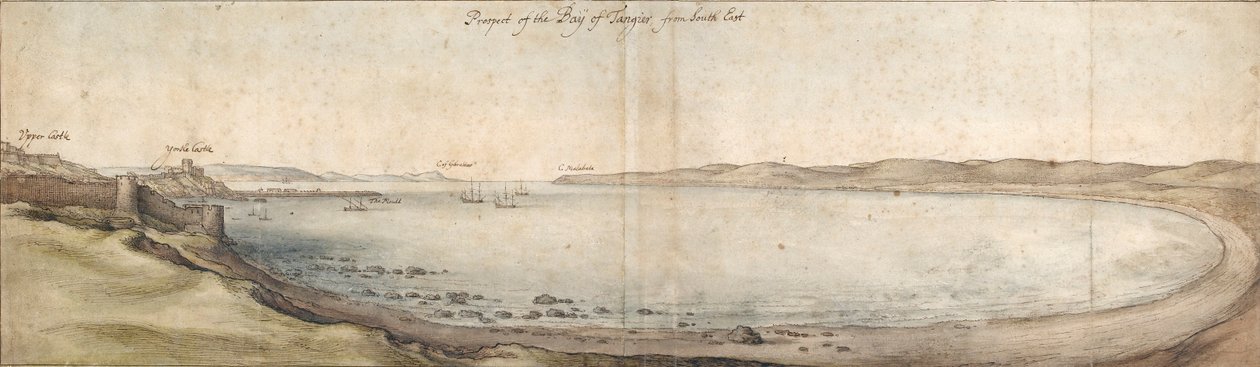 Udsigt til Tangierbugten fra sydøst, midten af det 17. århundrede af Wenceslaus Hollar
