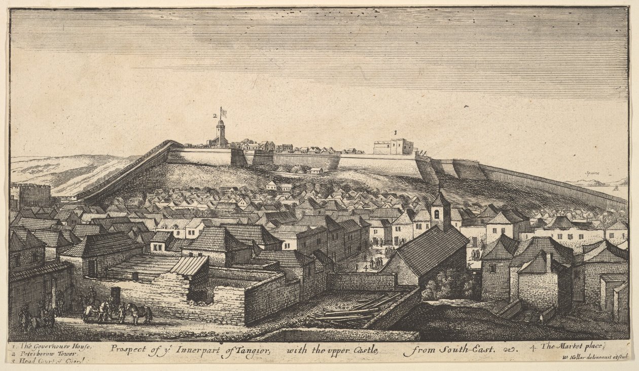 Udsigt til den indre del af Tanger, ca. 1670. af Wenceslaus Hollar