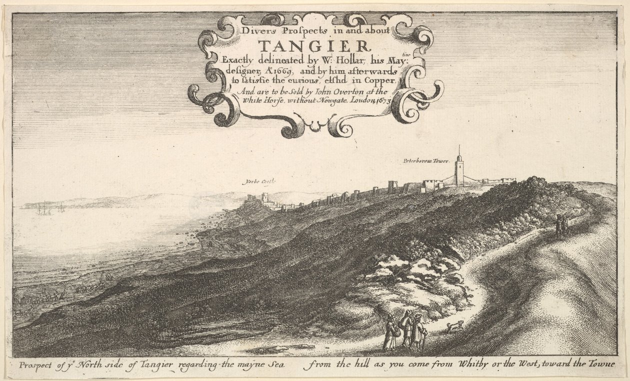 Udsigt til nordsiden af Tanger angående Maynehavet fra bakken, når du kommer ..., inden 1673. af Wenceslaus Hollar