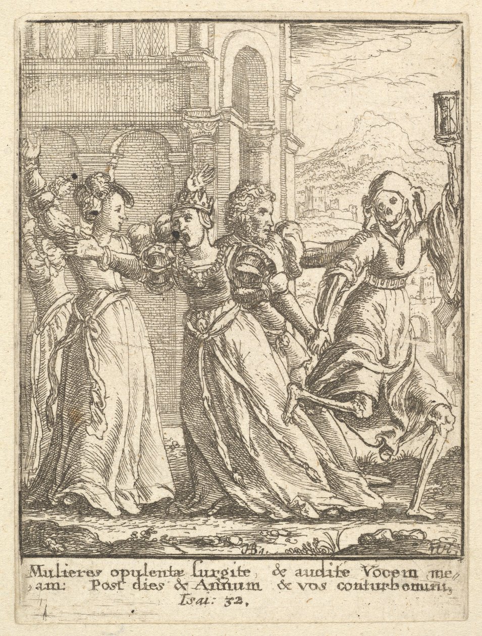 Dronning, fra Dødedansen, 1651. af Wenceslaus Hollar