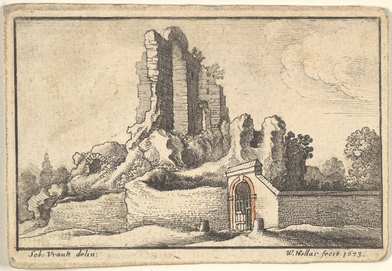 Ruiner og en spærret port på Esquiline Hill i Rom, 1673. af Wenceslaus Hollar