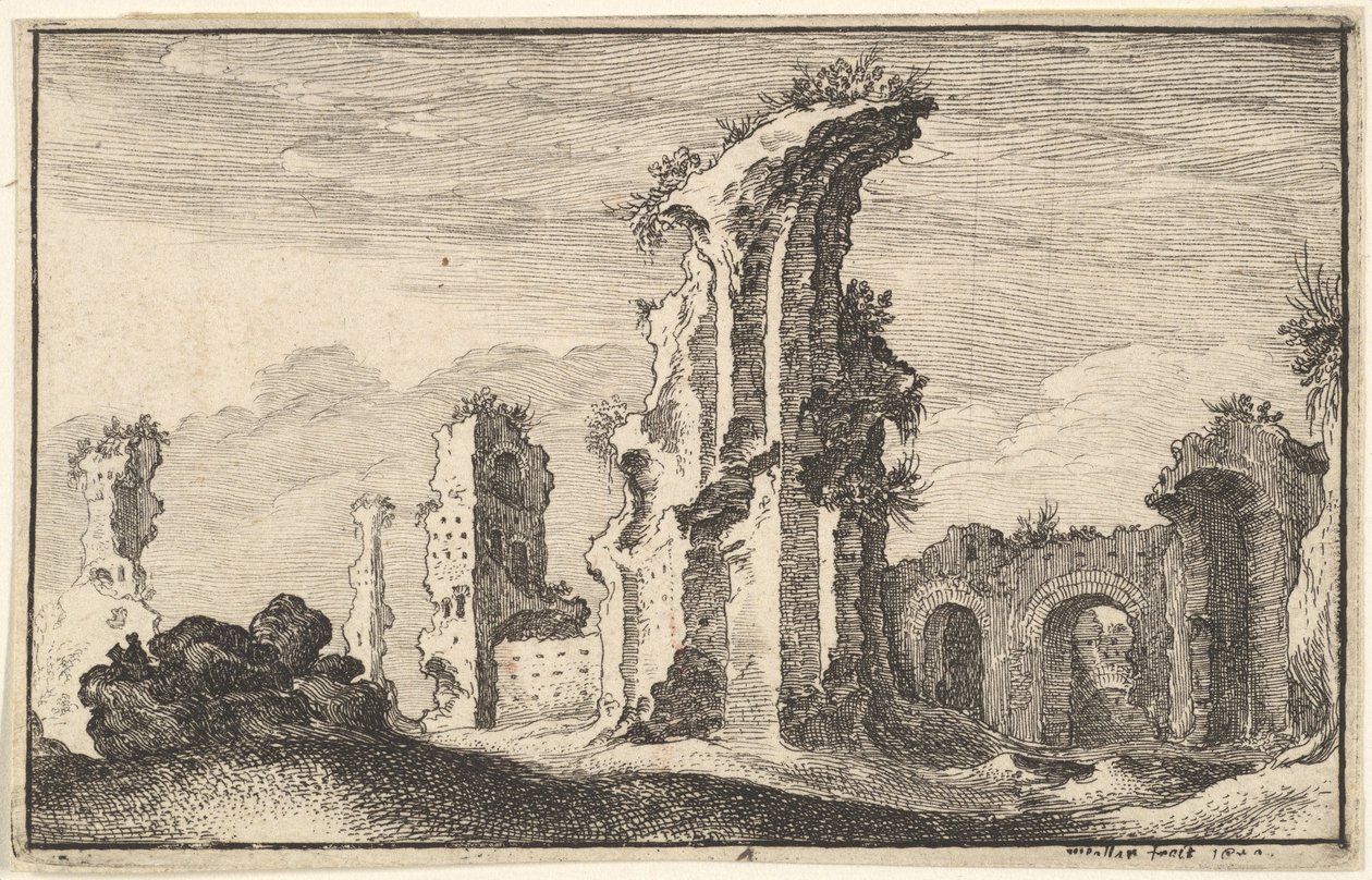 Ruinerne af St Croix de Jerusalem, 1600-tallet. af Wenceslaus Hollar