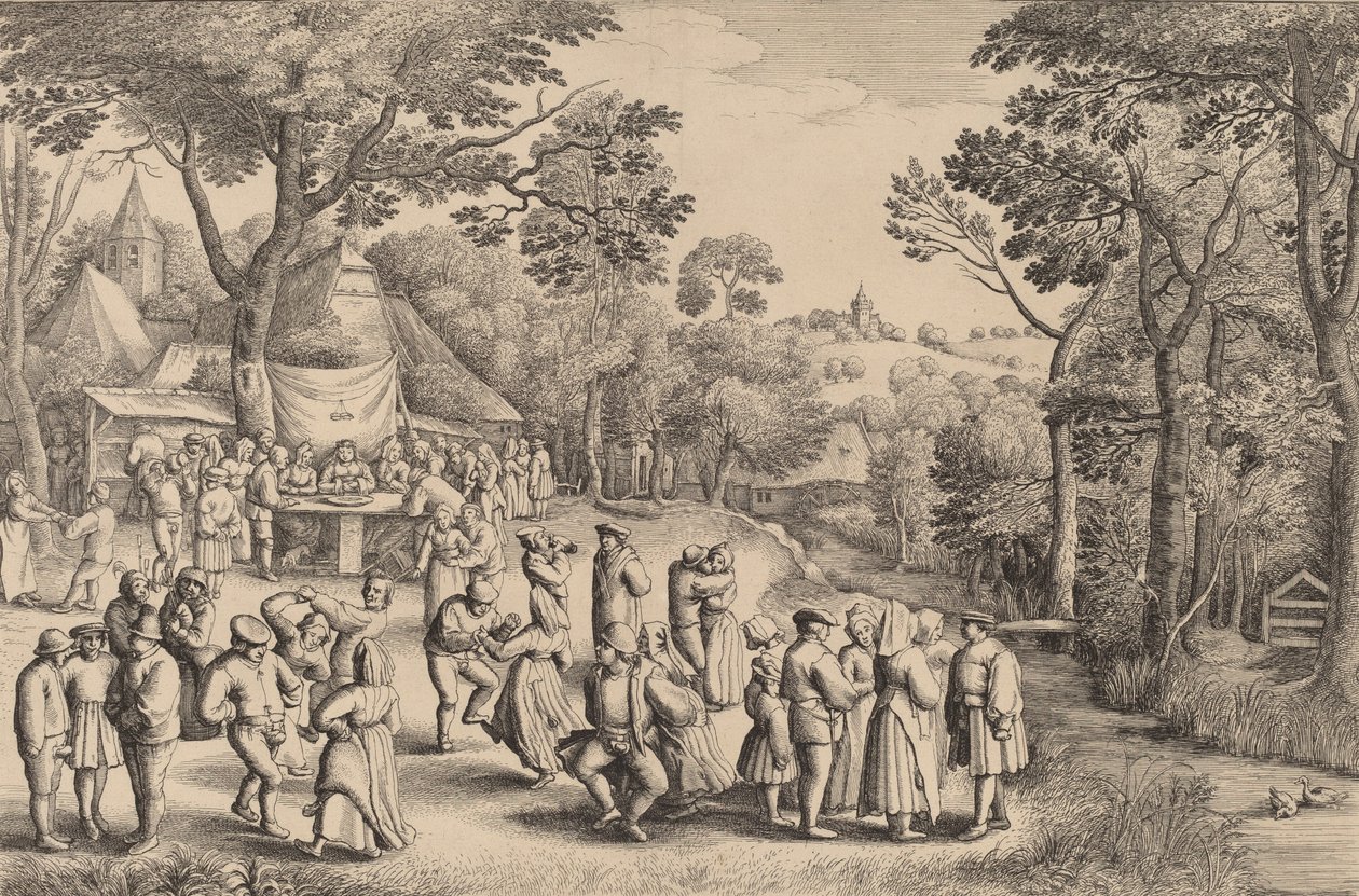 Rustik bryllupsdans, 1650. af Wenceslaus Hollar