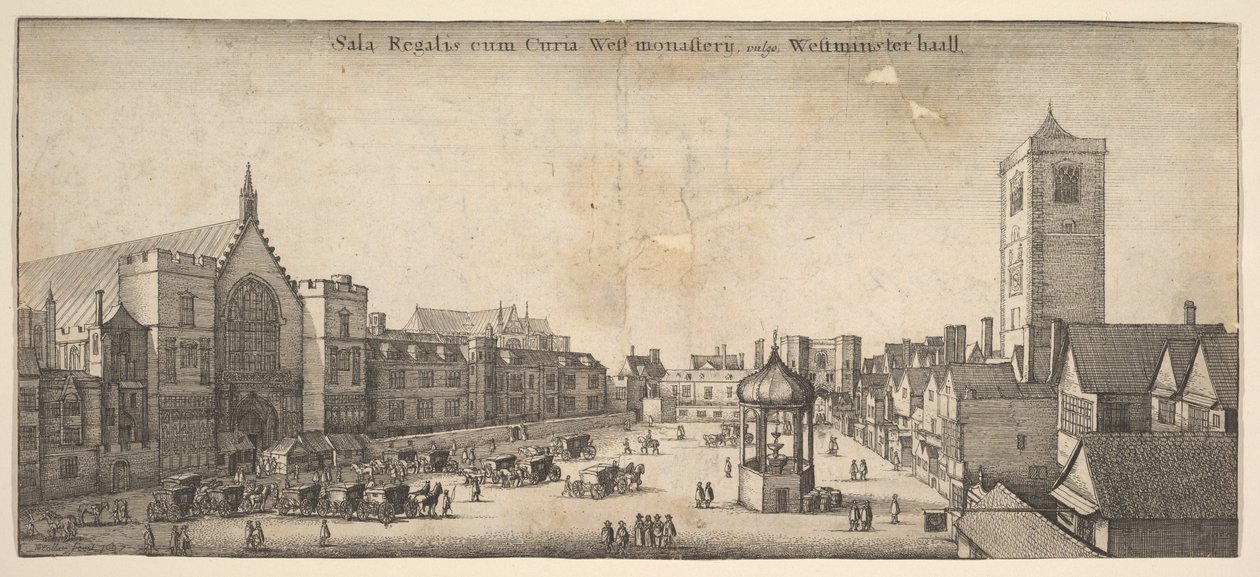 The Royal Sale at Westminster Hall, almindeligvis kendt som Westminster haal Westminster Hall, 1647 af Wenceslaus Hollar