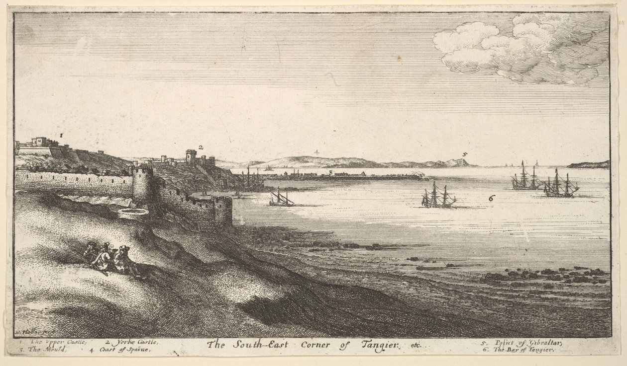Sydøstlige hjørne af Tanger, 1669-73. af Wenceslaus Hollar