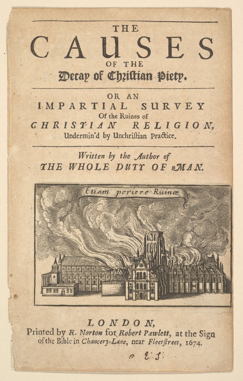 St. Pauls Burning, Lex ignea, 1671 eller senere. af Wenceslaus Hollar